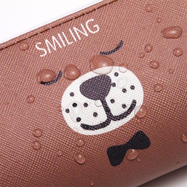 Cute Animal Expression Pencil Case Office Stationery School Supplies Big Capacity PU Material Pencil Bag (Yellow) - Image 5