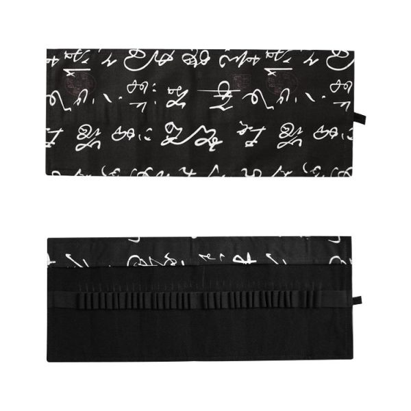 Calligraphy Cute Canvas Roll School Pencil Case Pencilcase Student Pen Bag Stationery Pouch Supplies (48 Holes) - Image 4