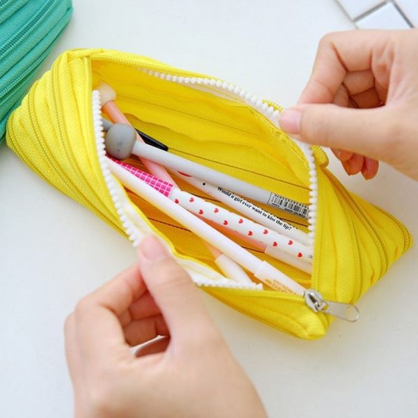 Cute Candy Colors Zipper Monsters Pencil Bag Student School Stationery Case Storage Box (Green) - Image 4