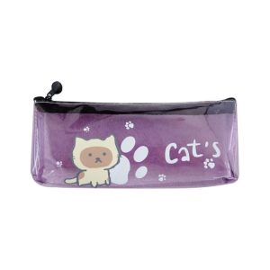 Creative Cats Pencil Case Stationery Storage Organizer Bag School Office Supply (Purple)