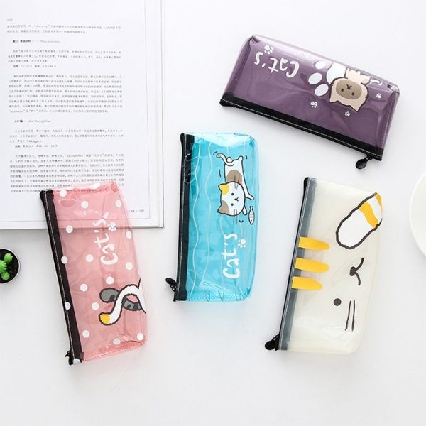 Creative Cats Pencil Case Stationery Storage Organizer Bag School Office Supply (Purple) - Image 6