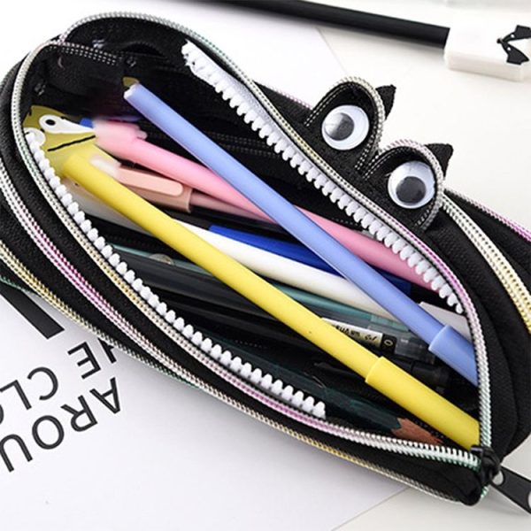 2 PCS Cute Novelty Candy Colors Zipper Monsters Pencil Bag Girl Boys School Pen Bag (Yellow) - Image 4