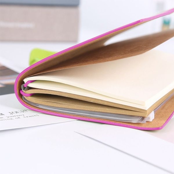 BSD020 Pretty Butterfly Lady Vintage Travelers Notebook Diary Notepad PU Leather Literature Journal Planners School Stationery (Purple-metal button) - Image 6