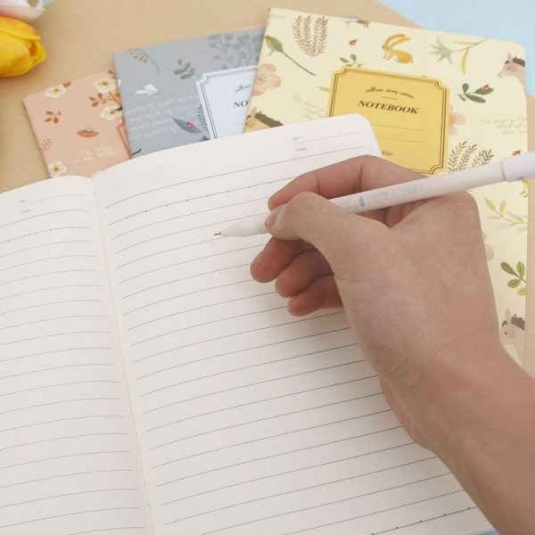 4 PCS G12G108 Kawaii Cute Nature Flowers Birds Animal Notebook Painting Diary Book Journal Record Office School Supplies, Random Color Delivery - Image 2