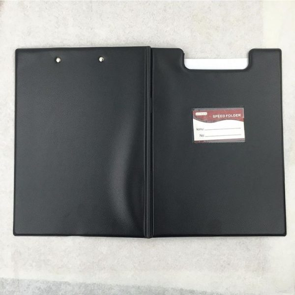 Office Document Holder Filing Clip Board A4 Leather Folding Clipboard, Random Color Delivery - Image 2