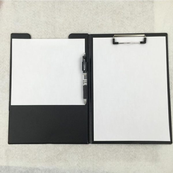 Office Document Holder Filing Clip Board A4 Leather Folding Clipboard, Random Color Delivery - Image 3