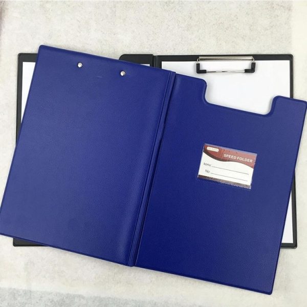 Office Document Holder Filing Clip Board A4 Leather Folding Clipboard, Random Color Delivery - Image 5