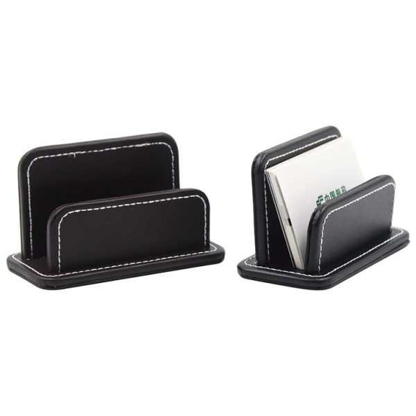 2 Blocks Office Stationery Leather Name Card Holder Stationery Bussiness Office Home Card Holder (Black) - Image 2