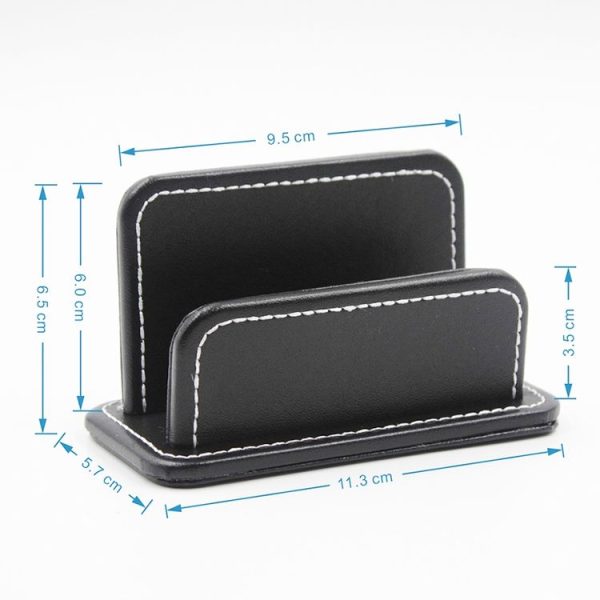 2 Blocks Office Stationery Leather Name Card Holder Stationery Bussiness Office Home Card Holder (Black) - Image 3