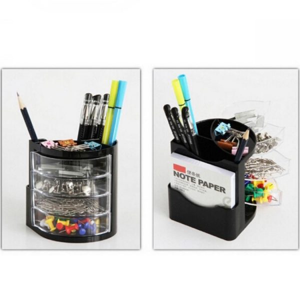 Pen Holder Pen Pencil Holder Desktop Drawer Organizer Makeup Storage Box with Notes - Image 2