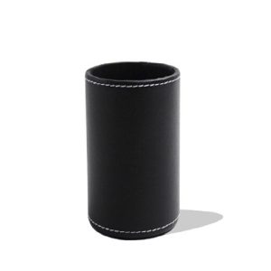 Faux Leather Leather Penholder Desk Supplies Organizer (Black)