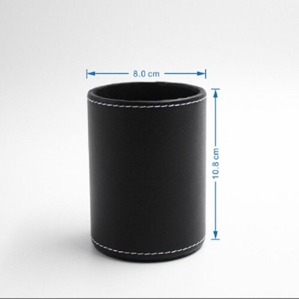 Faux Leather Leather Penholder Desk Supplies Organizer (Black) - Image 5