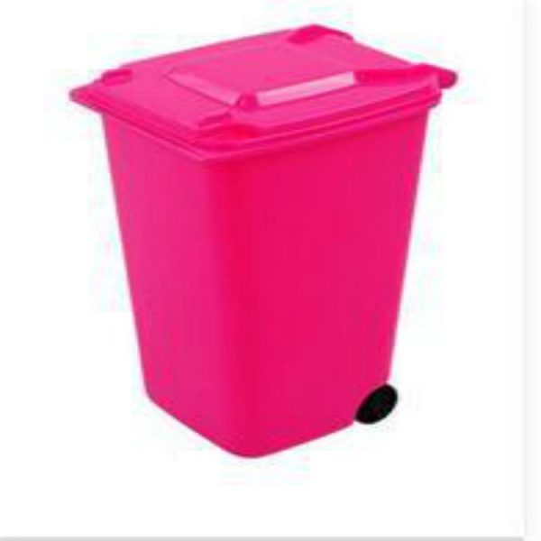 2 PCS Mini Desk Tidy Desktop Trash Can Stationery Organizer Pen Pot Holders (Rose Red)
