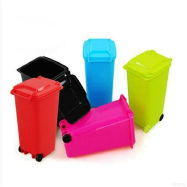 2 PCS Mini Desk Tidy Desktop Trash Can Stationery Organizer Pen Pot Holders (Rose Red) - Image 3