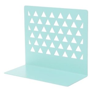 Metal Triangular Hollow Desktop Organizer Bookends Support Stand Holder Shelf Bookrack Home Office Supplies (Green)