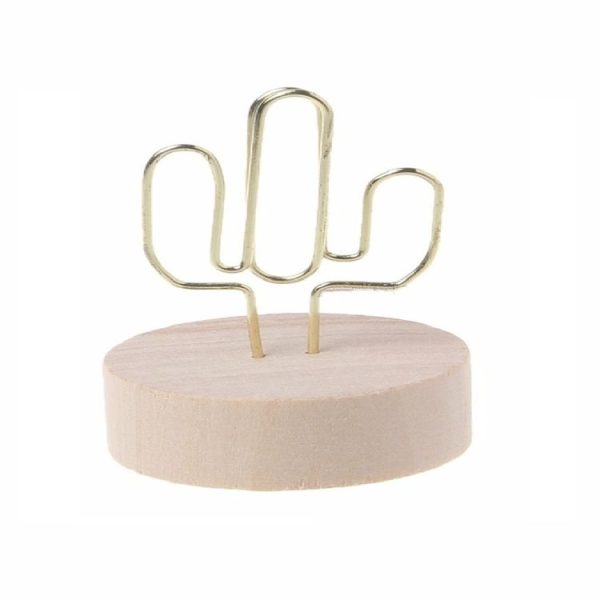 Photo Clip Card Note Clamp Round Wooden Base Iron Note Storage Holder, Type: Cactus - Image 2