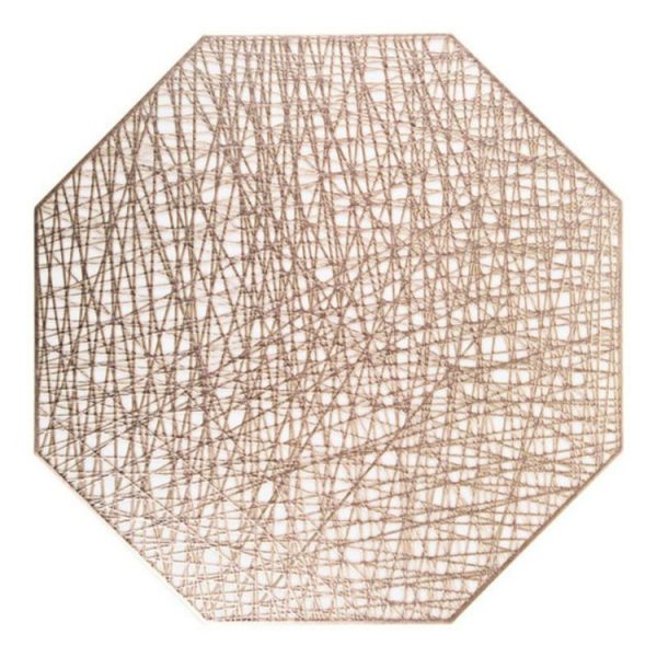 Pastoral Octagonal PVC Insulated Placemat Creative Hollow Placemat Household Table Decoration (Gold) - Image 2