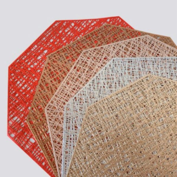 Pastoral Octagonal PVC Insulated Placemat Creative Hollow Placemat Household Table Decoration (Gold) - Image 3