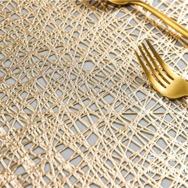Pastoral Octagonal PVC Insulated Placemat Creative Hollow Placemat Household Table Decoration (Gold) - Image 4