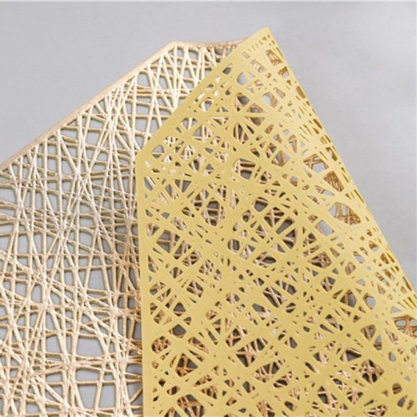 Pastoral Octagonal PVC Insulated Placemat Creative Hollow Placemat Household Table Decoration (Gold) - Image 5