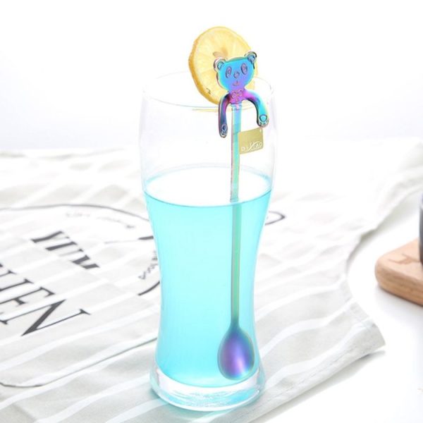 Cute Bear Spoon Long Handle Spoons Coffee Drinking Tools (Purple) - Image 6