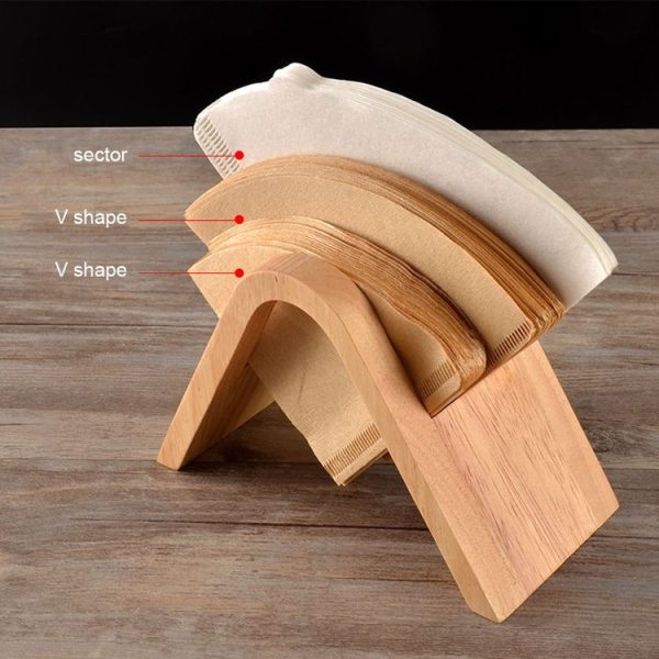 Coffee Filter Holder Coffee Storage Rack Filter Box Paper Base Bracket Display Stand Wooden V Holder - Image 3
