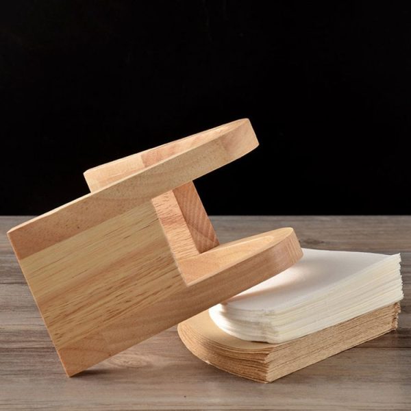 Coffee Filter Holder Coffee Storage Rack Filter Box Paper Base Bracket Display Stand Wooden V Holder - Image 4