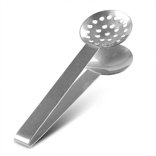2 PCS Stainless Steel Round Teabag Tongs Tea Bag Squeezer Holder Grip (Silver) - Image 2