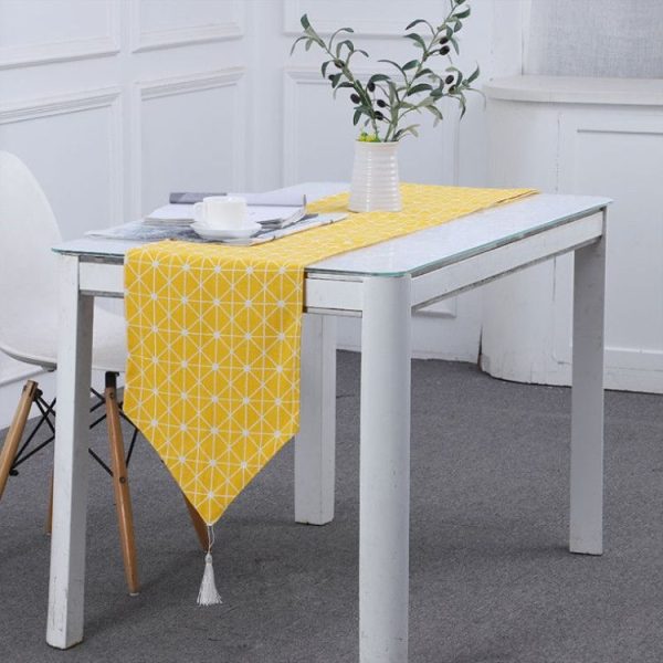 Linen Table Flag Tea Mat Cloth TV Cabinet Coffee Table Strip Cover Cloth, Size: 180x33cm (Yellow)