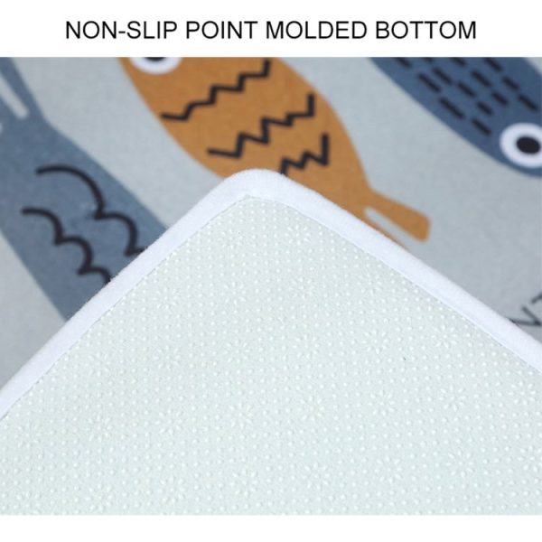 Cartoon Flannel Carpet Land Pad Household Kitchen Shower Room Non-slip Cushion Bedroom Strip Door Mat, Size: 40x60cm (Wooden Fish) - Image 7