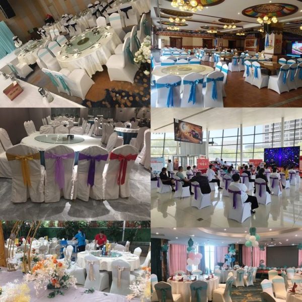 Wedding Events Party Ceremony Banquet Christmas Decoration Chair Sash Bow Elastic Chair Ribbon Back Tie Bands Chair Sashes (Pink) - Image 7