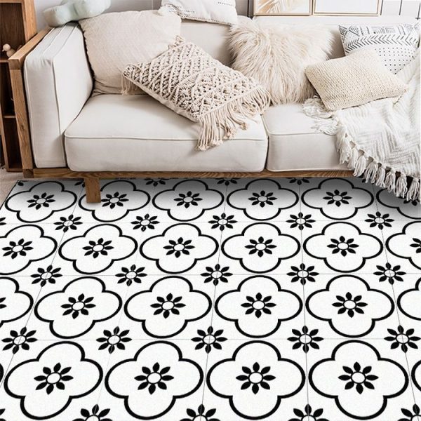 80x130cm Geometric Flower 3D Printed Carpets Living Room Bedroom Area Rugs Sofa Antiskid Mats, Color: Black White - Image 3