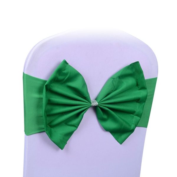 Spandex Chair Sash fit all chair Wedding Chair Sashes Bow Elastic Chair Ribbon Back Tie Bands for Wedding Party Ceremony Banquet (Dark Green)
