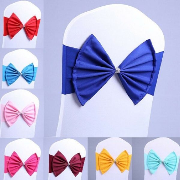 Spandex Chair Sash fit all chair Wedding Chair Sashes Bow Elastic Chair Ribbon Back Tie Bands for Wedding Party Ceremony Banquet (Dark Green) - Image 2