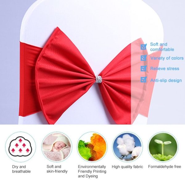 Spandex Chair Sash fit all chair Wedding Chair Sashes Bow Elastic Chair Ribbon Back Tie Bands for Wedding Party Ceremony Banquet (Dark Green) - Image 3