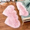Creative Double Heart Imitation Wool Carpet Sofa Cushion Mat Plush Bedroom Living Room Floor Rugs, Size: 35x70 cm (Light Pink)