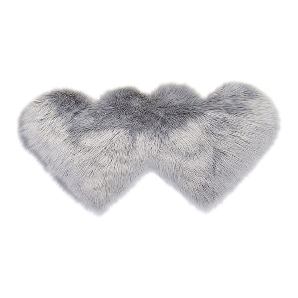 Creative Double Heart Imitation Wool Carpet Sofa Cushion Mat Plush Bedroom Living Room Floor Rugs, Size: 35x70 cm (Light Pink) - Image 2