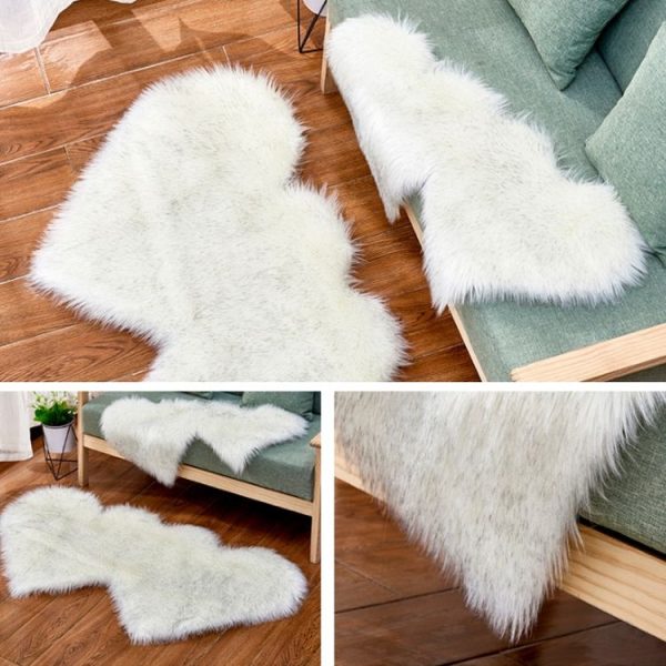 Creative Double Heart Imitation Wool Carpet Sofa Cushion Mat Plush Bedroom Living Room Floor Rugs, Size: 35x70 cm (Light Pink) - Image 7