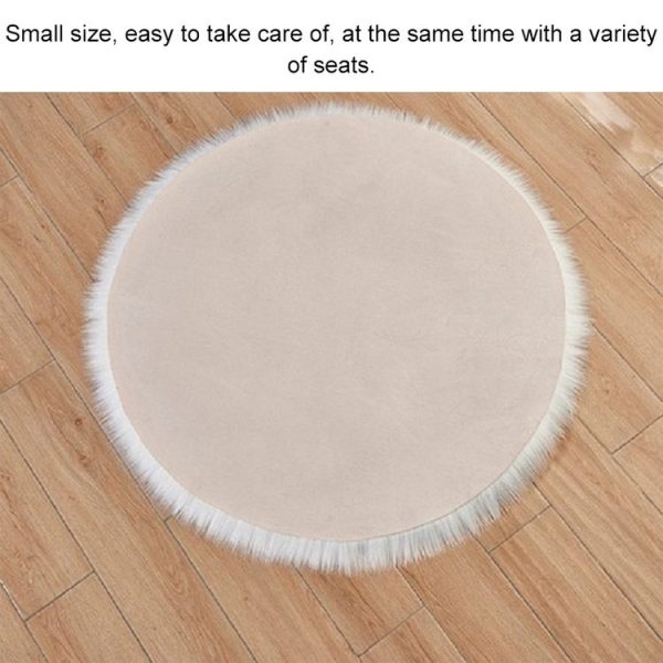 Long Plush Round Carpet Living Room Decoration Imitation Wool Carpet Mat, Size: 35x35cm (Wine Red) - Image 5