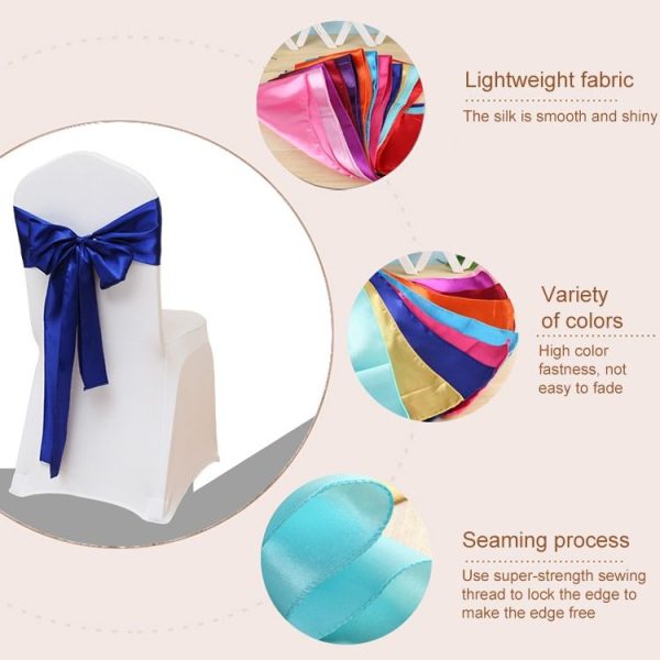3 PCS Satin Fabric Chair Bows Wedding Chairs Knot Decoration (Green) - Image 3