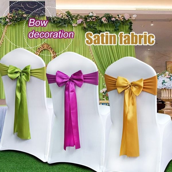 3 PCS Satin Fabric Chair Bows Wedding Chairs Knot Decoration (Green) - Image 5