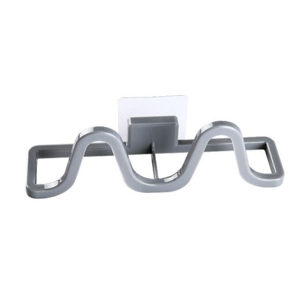 Bathroom Bedroom Seamless Sticker Wall Hanging Slippers Storage Rack Shelf Organizer (Grey)