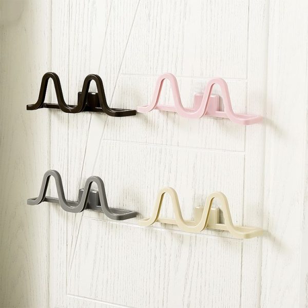 Bathroom Bedroom Seamless Sticker Wall Hanging Slippers Storage Rack Shelf Organizer (Grey) - Image 6