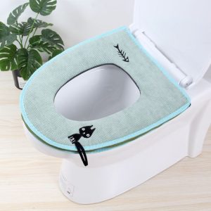 Washable Bathroom Toilet Seat Cover Warmer Soft Cushion Pad Closestool Lid Mat Household Products (Green)