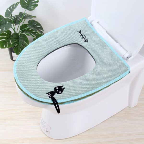 Washable Bathroom Toilet Seat Cover Warmer Soft Cushion Pad Closestool Lid Mat Household Products (Green)