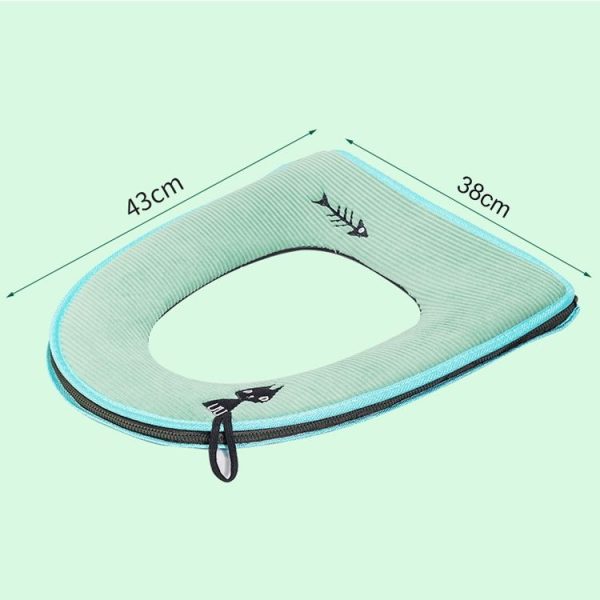 Washable Bathroom Toilet Seat Cover Warmer Soft Cushion Pad Closestool Lid Mat Household Products (Green) - Image 2