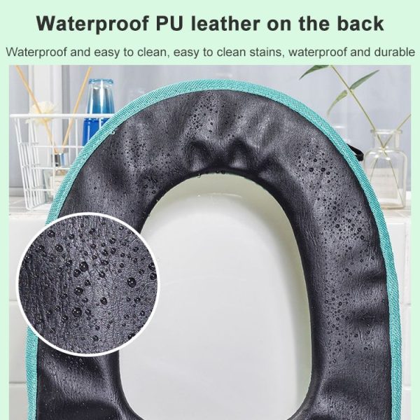 Washable Bathroom Toilet Seat Cover Warmer Soft Cushion Pad Closestool Lid Mat Household Products (Green) - Image 8
