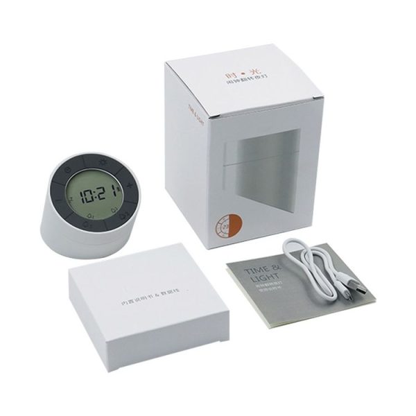 Simple Home Creative Multi-function Charging Stepless Dimming Alarm Clock Night Light (Gray) - Image 3