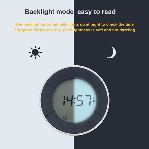 Simple Home Creative Multi-function Charging Stepless Dimming Alarm Clock Night Light (Gray) - Image 8