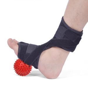 JM03539 2 in 1 Plantar Fasciitis Splint Sprain Memory Cotton Aluminum Strip Splint Protective Gear + Massage Ball Set (Black)